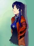  blue_eyes diet_sence female gradient gradient_background jacket jewelry katsuragi_misato long_hair necklace neon_genesis_evangelion purple_hair solo 