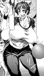 basketball breasts comic copyright_request curvy greyscale gym_uniform huge_breasts monochrome plump short_hair solo st-retcher thick_thighs thighs wide_hips 