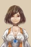  black_hair bodysuit breasts brown_eyes brown_hair choker cleavage closed_mouth commentary_request final_fantasy final_fantasy_ix garnet_til_alexandros_xvii jewelry medium_hair necklace smile solo yupo_(nmo13) 