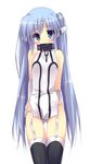  bad_id bad_pixiv_id black_legwear blue_eyes blue_hair blush collar hair_ornament ite_fuji long_hair nymph_(sora_no_otoshimono) solo sora_no_otoshimono standing thighhighs twintails 