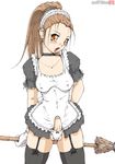  agent_orange blush broom decensored futanari long_hair maid panties penis uncensored underwear yellow_eyes 