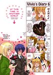  3girls 4koma :3 ^_^ blonde_hair blue_hair blush chocolate chocolate_heart chrono_harlaown closed_eyes comic directional_arrow eating eighth_note epaulettes fate_testarossa gift glasses hard_translated heart hina_sasaki long_hair lyrical_nanoha mahou_shoujo_lyrical_nanoha_strikers military military_uniform multiple_boys multiple_girls musical_note necktie open_mouth ponytail red_hair spoken_musical_note sweater_vest takamachi_nanoha translated tsab_executive_military_uniform uniform valentine vivio yuuno_scrya 