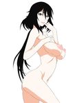  ass black_hair breasts female infinite_stratos long_hair nipples nude orimura_chifuyu sideboob simple_background smile solo white_background 