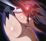  absurdres amaha_masane arm_behind_back armor ass ass_focus bikini_armor black_background blade body_blush bodysuit claws close-up dutch_angle from_behind gem glint glowing hand_on_ass highres mature official_art one-piece_thong outline scan simple_background solo thighs uno_makoto weapon witchblade 