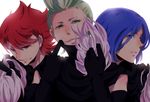  amemiya_shia bad_id bad_pixiv_id blue_eyes blue_hair corn_(pokemon) dark_trinity dent_(pokemon) green_eyes green_hair multiple_boys pod_(pokemon) pokemon pokemon_(game) pokemon_bw red_eyes red_hair triplets white_hair wig 