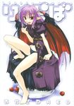  apple artist_request character_request demon_girl pantsu pointed_ears pointed_tail purple_hair red_eyes source_request tagme tail wings 