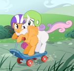  cub equine female feral friendship_is_magic helmet horn horse mammal my_little_pony nervous pegasus pony scootaloo_(mlp) scooter sweetie_belle_(mlp) unicorn wings young 