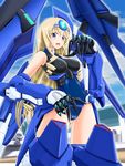  :d armor bangs bare_shoulders blonde_hair blue_eyes blue_leotard blue_tears_(infinite_stratos) blush breasts cameltoe cecilia_alcott claws cloud covered_navel covered_nipples cowboy_shot day drill_hair hairband halterneck highres hips impossible_clothes impossible_leotard infinite_stratos large_breasts leotard long_hair looking_at_viewer mecha_musume neon_trim open_mouth outdoors outline pelvic_curtain pilot_suit quad_drills sidelocks skin_tight sky smile solo turtleneck very_long_hair xanadu 