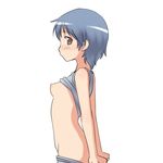  aaaa blue_hair blush breasts colored_pubic_hair nipples original petite profile pubic_hair shirt_lift short_hair small_breasts solo undressing 