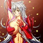  amaha_masane armor breasts cleavage large_breasts smile white_hair witchblade yellow_eyes 