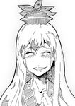  bad_id bad_pixiv_id closed_eyes crying face greyscale hat kamishirasawa_keine long_hair monochrome peptide portrait smile solo tears touhou 