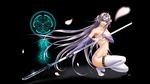  breasts long_hair nipples panties purple_eyes purple_hair sengoku_rance senhime thighhighs underwear weapon 