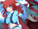  artist_request blush breasts cleavage fangs fuuro_(pokemon) gym_leader pokemon salamence 