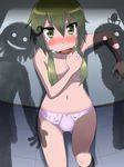  blush character_request commentary_request green_eyes green_hair ichii_yui panties pink_panties shadow solo_focus tears toku_sonchou topless underwear underwear_only you_gonna_get_raped yuyushiki 