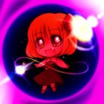  chibi fang hair_ribbon lowres open_mouth outstretched_arms ribbon rumia short_hair smile solo sotto touhou 