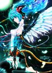  aqua_eyes aqua_hair bad_id bad_pixiv_id bridal_gauntlets cable floating_hair hatsune_miku hatsune_miku_(append) highres long_hair profile solo thighhighs twintails vocaloid vocaloid_append wings yuki_mami 