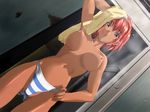  cg dark_skin pantsu red_hair tagme tanned towel 