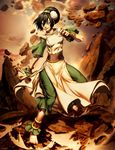 anklet armband avatar:_the_last_airbender avatar_(series) barefoot black_hair blind china_dress chinese_clothes dress element_bending feet genzoman geokinesis hairband jewelry nickelodeon short_hair solo toph_bei_fong 