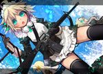  bad_id bad_pixiv_id blush camouflage goose_h gun highres maid maid_headdress original solo thighhighs weapon zettai_ryouiki 