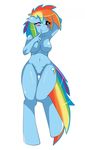  anthro anthrofied blue blue_body blush breasts equine female friendship_is_magic hair horse mammal markings multi-colored_hair my_little_pony nude one_eye_closed pink_eyes plain_background pony pussy rainbow_dash_(mlp) rainbow_hair rule_34 solo sssonic2 standing tail white_background wide_hips wink 