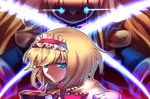  alice_margatroid bad_id bad_pixiv_id blonde_hair blue_eyes book frills glowing glowing_eyes goliath_doll hairband irua solo touhou 