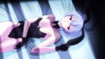  :&lt; animal_ears ayanami_rei bare_legs blue_hair bunny_ears bunny_girl bunnysuit gloves looking_away lying neon_genesis_evangelion on_back red_eyes shirimetsu short_hair solo 