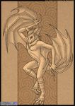  4_toes bat cardboard chest_tuft claws dancing fur girly hair hairpin legwear looking_at_viewer male mammal monochrome muscles navel nipples nude pecs realistic_wings sepia sheath socks solo spirals stockings toe_claws tuft ultraviolet wings 