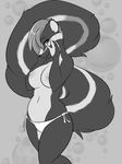  abstract_background background_pattern big_breasts black blush breasts clothed clothing countershading edit exposed female glans greyscale hair line_art looking_at_viewer mammal monochrome navel nipples panties pattern_background penis short_hair side-tie_panties skimpy skunk solo spazzykoneko standing streaks_skunk tail topless underwear white 