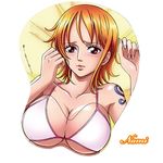  bikini bikini_top breasts cleavage large_breasts lowres mousepad nami nami_(one_piece) one_piece orange_eyes orange_hair short_hair swimsuit tatoo tattoo 