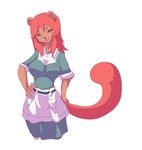  ??? anthro clothed clothing female hair higoro looking_at_viewer plain_background pose red_hair skirt solo standing waiter white_background 