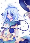  aqua_eyes aqua_hair bad_id bad_pixiv_id blush bug butterfly eyeball hat heart insect komeiji_koishi mikazuki_sara skirt solo third_eye touhou 