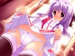  :o blush braid cameltoe dutch_angle fat_mons game_cg indoors lime_luna_oaklane long_hair panties primary_~magical_trouble_scramble~ purple_eyes purple_hair side-tie_panties skirt skirt_lift solo sweat thighhighs tsurugi_hagane underwear 