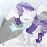  equine female friendship_is_magic my_little_pony rarity_(mlp) scarf snow unicorn 