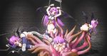  4girls bondage demon dungeon purple_hair succubus tagme tentacles venus_trap 