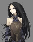  bare_shoulders black_hair castlevania castlevania:_order_of_ecclesia long_hair shanoa simple_background solo 