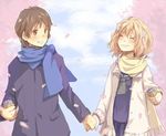  1girl can couple hanasaku_iroha hetero holding_hands matsumae_ohana scarf school_uniform tanemura_kouichi zuoweisaib 