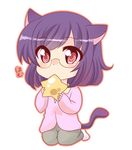  1girl animal_ears blush cat_ears cat_tail chibi glasses gundam gundam_00 hatsune_(pumpkin_pie) purple_hair solo tail tieria_erde 