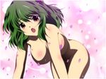  :o all_fours blush breasts censored convenient_censoring green_hair groin highres kazami_yuuka large_breasts nude open_mouth petals red_eyes short_hair solo touhou yadokari_genpachirou 