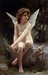  arrow barefoot bow_(weapon) child cupid feet flat_chest nipples nude realistic solo weapon william-adolphe_bouguereau wings 