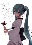  aqua_eyes aqua_hair backlighting bad_id bad_pixiv_id hair_ornament hatsune_miku japanese_clothes kimono long_hair midorikawa_you pinwheel simple_background solo twintails very_long_hair vocaloid 