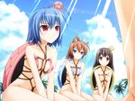  3girls ariko_yohichi bdsm beach black_hair blue_eyes blue_hair bondage bound brown_eyes brown_hair game_cg highres mizugi multiple_girls pia_carrot pia_carrot_(series) pia_carrot_4 pia_carrot_e_youkoso!! pia_carrot_e_youkoso!!_4 red_eyes shibari shibarikini swimsuit 