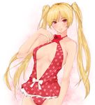 bad_id bad_pixiv_id bare_shoulders bikini blonde_hair breasts large_breasts open_mouth original red_eyes saijou_hirokazu solo swimsuit twintails 