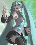  aqua_hair aqua_nails face hatsune_miku long_hair nail_polish solo tea_(nakenashi) thighhighs twintails very_long_hair vocaloid 