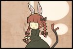 akihiyo animal_ears blush_stickers bow braid bunny_ears cat_ears cat_tail dress extra_ears hair_bow kaenbyou_rin multiple_tails red_hair solo tail touhou 