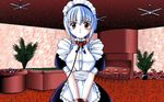 ace_of_spades blue_hair brown_eyes casino dithering game_cg maid maid_headdress 
