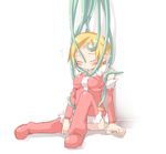  blonde_hair blush frfr pointy_ears simple_background sleeping tentacle tentacles_under_clothes you_gonna_get_raped 