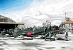  airforce airplane airport aqua_hair b6n2 clone cloud coat euskaltel flag hatsune_miku japanese_flag jill long_hair nakajima skirt sky tenzan twin_tails vocaloid wwii 