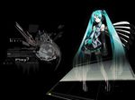  detached_sleeves hatsune_miku knee_socks tagme tie twin_tails vocaloid wallpaper 