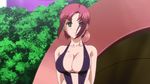  animated animated_gif bounce bouncing_breasts breasts cap cleavage gif large_breasts lowres red_hair rio rio_-rainbow_gate!- rio_rollins screencap short_hair sling_bikini super_blackjack swimsuit wind 
