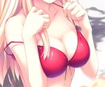  bad_id bad_pixiv_id bikini blonde_hair breast_squeeze breasts cleavage fujisaki_rei head_out_of_frame large_breasts long_hair original solo strap_slip swimsuit 